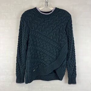 Ted Baker London Cable Knit Sweater Size 1 Small Dark Teal Purple Trim